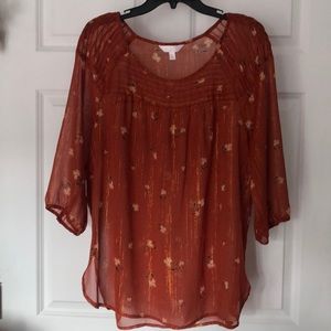 Sheer 3/4 sleeve Lauren Conrad blouse
